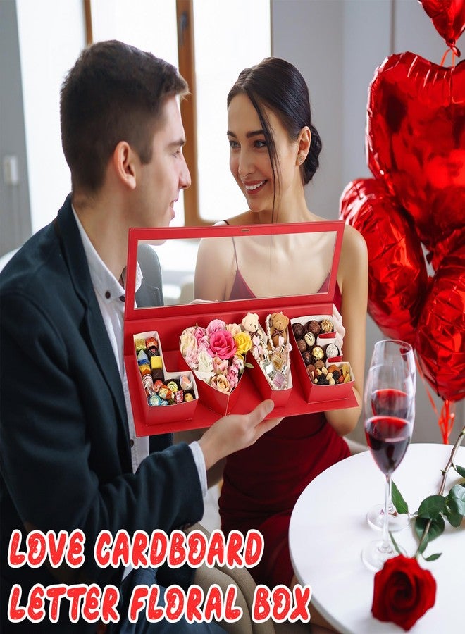 Weekgrat 4 Pack Love Flower Gift Box Empty Letter Love Fillable Floral Box Chocolate Rose Present Strawberry Packaging boxes for Mother's Day Valentine's Day (Mix Colors) - Image 5